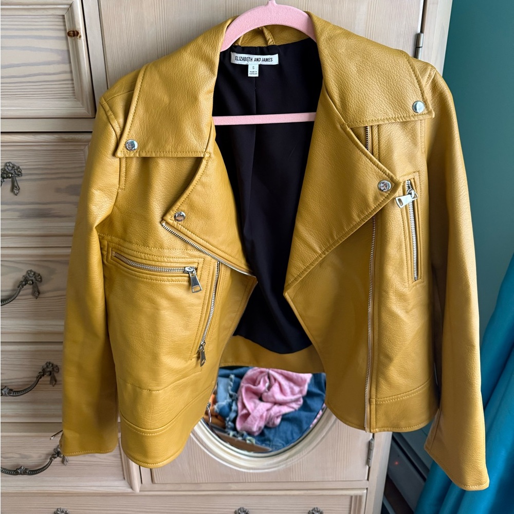Mustard yellow leather jacket